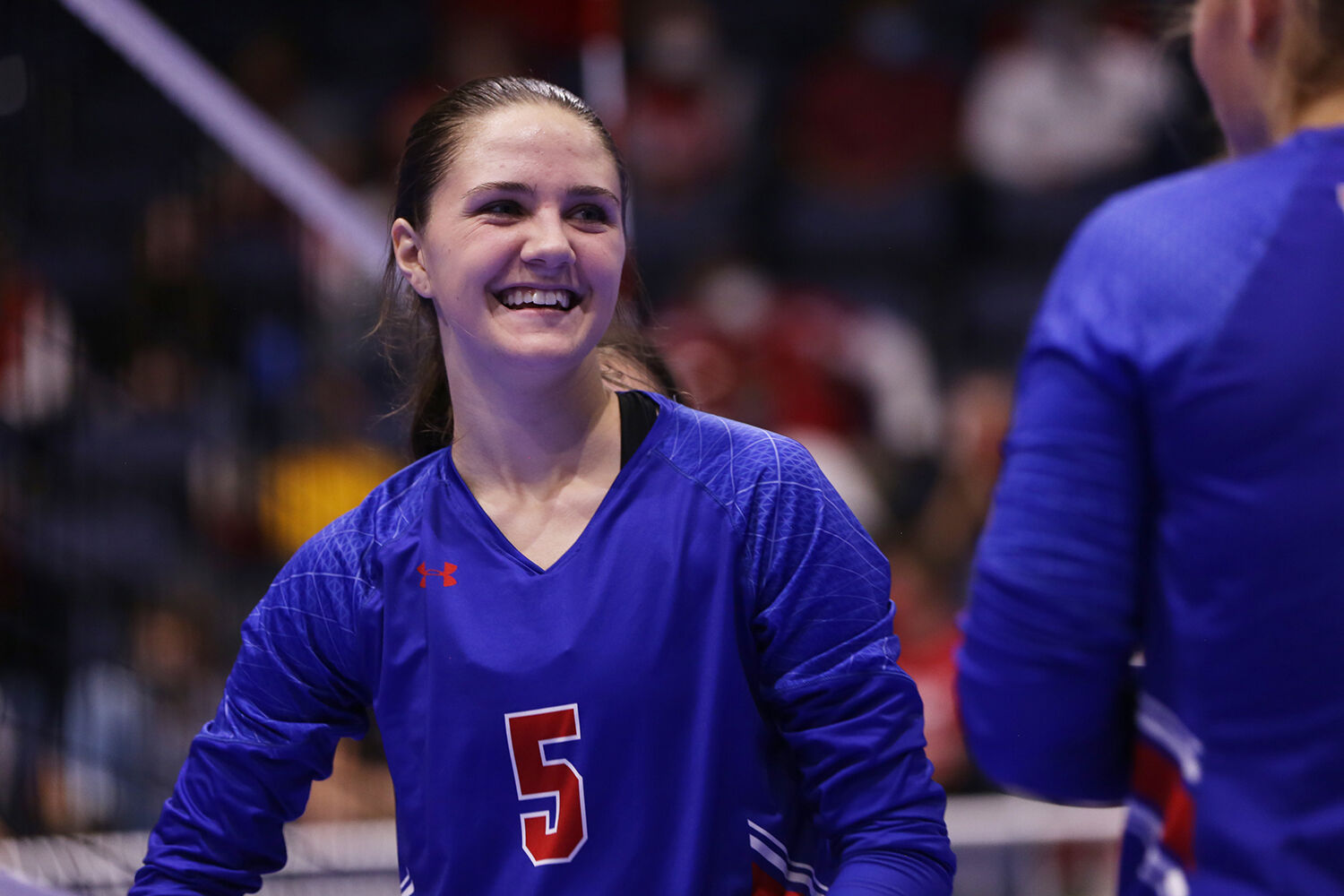 Bindi Hill laughs with the front row after scoring